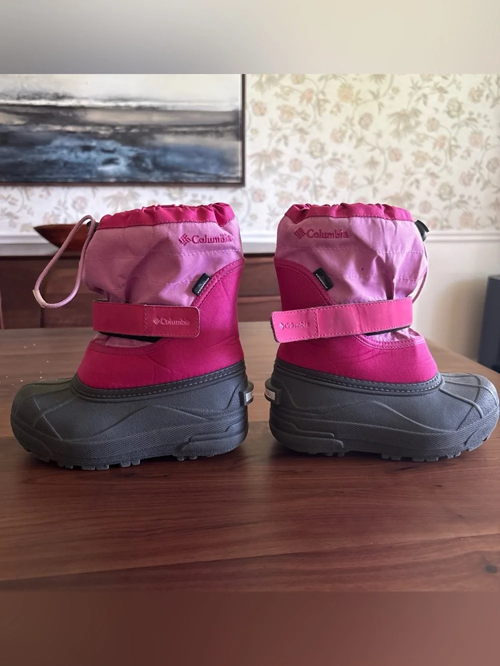 Girls Winter Snow Boots Columbia Powderbug Plus II Pink Waterproof Girls Size 13